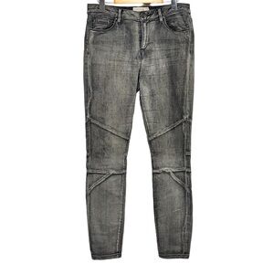 RACHEL ROY Moto Skinny Jeans Patchwork Acid Wash Grunge Biker Goth